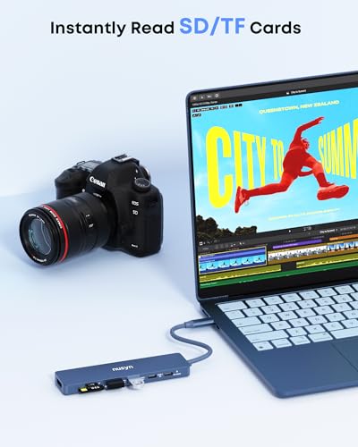 7-in-1 USB C Hub with 4K@60Hz HDMI, 2 USB-A, 1 USB-C, 100W PD Charging, SD 3.0 /TF 3.0 Card Reader, Compatible with MacBook Pro/Air/Neo, iPad Pro, iMac, iPhone 15-17 (Indigo) - color: Indigo