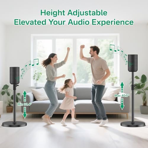 Adjustable Height Speaker Stands for Sony SA-RS5 Wireless Rear Speaker Stand - Heavy-Duty Floor Speaker Stands Pair for Sony SA-RS5 Speaker Stands with Cable Management