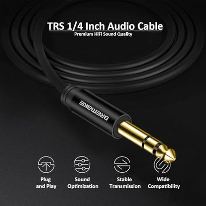 1/4 Inch to 1/4 Inch TRS Guitar Cable, 15FT 6.35mm to 6.35mm Balanced Stereo Audio Cable - color: Black, size: 15FT/4.5M