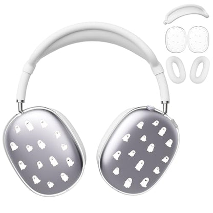 for AirPods Max Headphones Halloween Ear Covers for AirPods Max 2 | Cute Ghost Clear Ear Cups Cover | White Silicone Ear Pad Case Headband Cover for Apple AirPods Max 2/1 (2026/2024/2020) - color: Ghost G/White