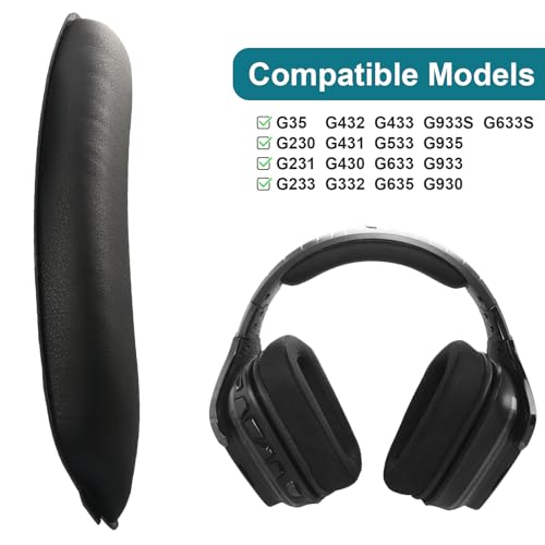 G933 Replacement Headband Pads Repair Parts Compatible with Logitech G633 G933 G635 G935 G633S G933S Gaming Headset Comfort Protein Leather and Soft Memory Foam Top Headband
