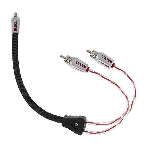 DS18 HQRCA-1F2MRD Red RCA Y Adapter or Splitter Connectors Extension Cord 2-Male RCA to 1-Female RCA to Connect a subwoofer or Amplifier to a TV, CD Player, DVD Player - style: RCA - 1 x Female to 2 x Male (Red)