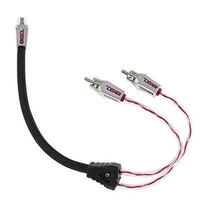 DS18 HQRCA-1F2MRD Red RCA Y Adapter or Splitter Connectors Extension Cord 2-Male RCA to 1-Female RCA to Connect a subwoofer or Amplifier to a TV, CD Player, DVD Player - style: RCA - 1 x Female to 2 x Male (Red)