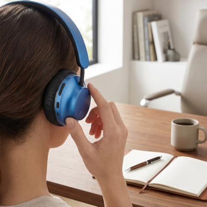 Wireless Headphones Over Ear, with Brushed Metal Design (Blue) | Over The Ear Headset with Foldable, Stereo Breathing Light, 16H Playtime for Travel Home Office Cellphone PC - color: Blue