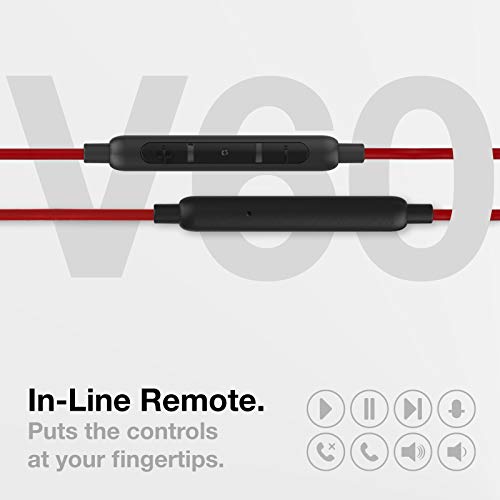 Thore iPhone 13/14 Earphones (V60) Wired in Ear Lightning Earbuds (Apple MFi Certified) Headphones with Microphone/Remote for iPhone 12/11/Pro Max/Xr/Xs Max/X/8/7 - Red - color: Red