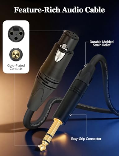 Superbat 6.35mm to XLR Female Stereo Audio Cable 2FT Belden 1813A Shielded Balanced TRS to XLR Cable for Bass Guitar, Microphone, Speaker,Noise-Free Pro Audio 2-Pack - size: 2ft, style: 6.35mm TRS to XLR Female