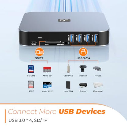 TobenONE Docking Station 3 Monitors, Driver-Based, for MacBook M1-M5/Neo | 13-in-1 USB C Dock with 2 4K HDMI, VGA, 4 USB, 65W Charger, for Mac mini, Dell, Lenovo, HP, for Home Creator/Developer/Worker