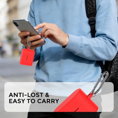 AhaStyle Silicone Case for Sony WF-1000XM6 (2026) Accessories, Red | with Carabiner, LED Visible, Skin-Friendly Soft Touch, Full Protection, Shockproof, Wireless Charging, for Men Women - color: Red