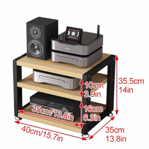 Multi-Functional Stereo Cabinet with Wooden Shelves & Steel Frame - Desktop Amplifier & AV Media Player Stand(Red Walnut,40 * 35 * 35.5cm) - color: Red Walnut, size: 15.7"D x 13.8"W x 14"H (1 Drawers)