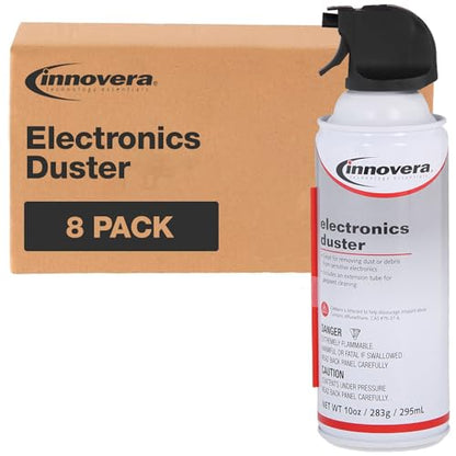 Innovera Compressed Air Duster Cleaner, 10 Oz Can, 8/Pack