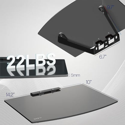 VIVO Floating Wall Mount Tempered Glass Shelf for DVD Player, Audio, Gaming System, Streaming Devices, Black, MOUNT-SF011