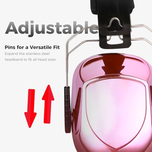 ProCase NRR 28dB Noise Reduction Ear Muffs, Foldable Adjustable Noise Cancelling Headphones - color: 1 - Metalic Pink
