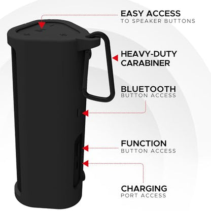 Heavy Duty Protective Carrying Case for Sonos Roam 2 | Black | Compatible with Sonos Roam, Roam 2 & Roam SL | Includes Bluetooth Button | Protect Your Wireless Speaker | Cover / Sleeve - color: Black