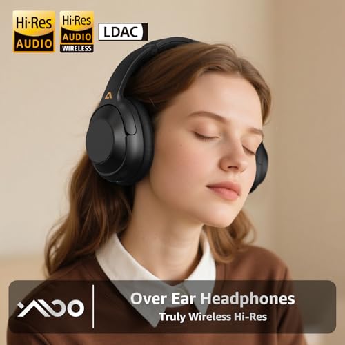 YMOO Active Noise Cancelling Headphones for Airplane Travel | LDAC Hi-Res Audio, Wired Wireless ANC, 100H Playtime Over Ear Headphones, Custom EQ via App, Bluetooth 6.0 Headset for All
