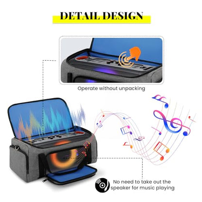 Speaker Bag Compatible with JBL PartyBox On The Go & On-The-Go Essential | Portable Speaker Carry Tote with Pockets for 2 Mics, Cables & Chargers, Top & Front Openings for Playback, Bag Only, Gray - color: Grey