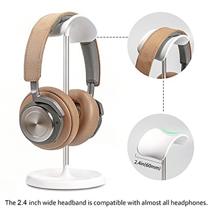 Headphone Stand, Curved Headset Stand with Storage Tray, Heavy Base Gaming Headset Holder for AirPods Max, AirPods, AirPods Pro, Beats, Bose, Sennheiser, Sony and More (White) - color: White