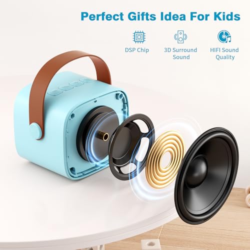 Mini Karaoke Machine with 2 Wireless Microphones, 2026 TOP Kids Portable Bluetooth Karaoke Machine for 3, 4, 5, 6, 7, 8, 9,10,11,12+Year Old, Christmas Birthday Gifts for Girls Boys Adults Home Party - color: Blue