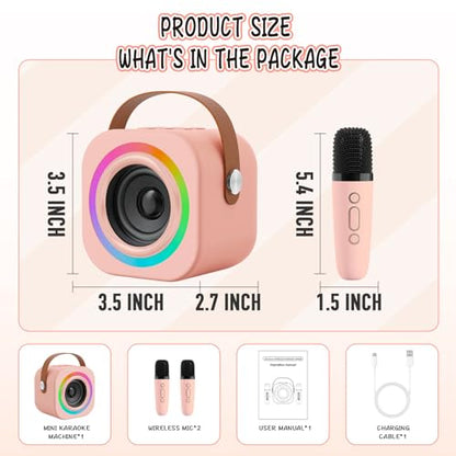 Mini Karaoke Machine for Kids, Birthday Gifts Toys for Girls Ages 3-12 - color: pink
