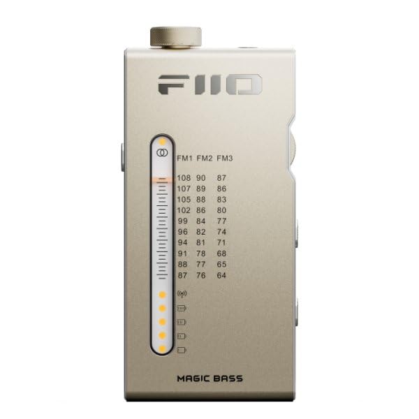 FiiO RR11 Portable HiFi FM Stereo Radio Receiver with Analog PVR Tuning, BASS+3D Sound Effects, 64MHz-108MHz (Titanium Gold) - color: Titanium Gold