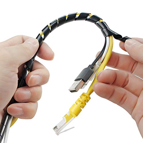 65FT XHF 4mm(Wrapping Range:1.5mm-10mm) Spiral Cable Wrap Cord for Computer Electrical Wire Organizer Sleeve Hose RoHS Black - size: Dia 4MM-Length 20M