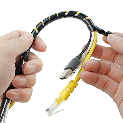 65FT XHF 4mm(Wrapping Range:1.5mm-10mm) Spiral Cable Wrap Cord for Computer Electrical Wire Organizer Sleeve Hose RoHS Black - size: Dia 4MM-Length 20M
