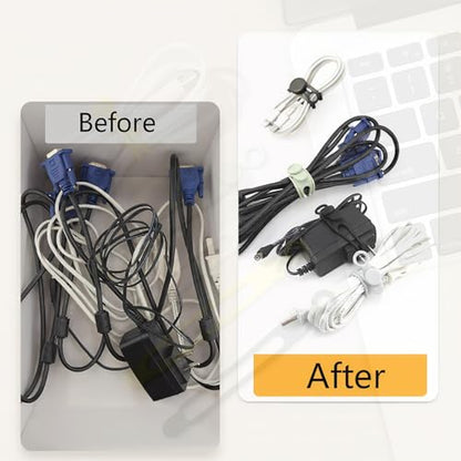 Data Cable Organizer, 2026 NEW Elastic Silicone Cable Ties, Reusable Cable Ties Wire Management Organizer, Multi-Purpose Cord Organizers for Bundling and Fastening Earphone, Phone Charger (18)