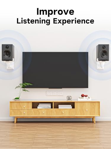 suptek Small Dual Side Clamping Bookshelf Speaker Wall Mounting Bracket for Small Surrounding Sound Speakers, Hold up to 55lbs White SPM201SW - size: Small--white