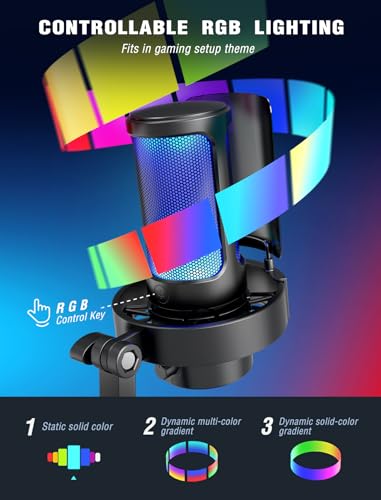 FIFINE AmpliGame A8 USB Gaming Condenser Microphone with RGB Control for PC - size: A8-Desktop