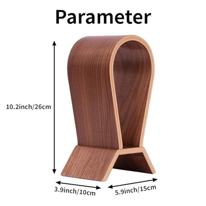 Wood Headphone Stand for Desk - Headset Holder Cute Gaming Wooden Headphones Hanger Hook Rack Base Storage Head Phone Accessories - color: Walnut Ladder
