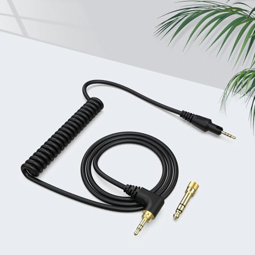 4 Pole Audio DJ Headphone Cable Cord, Replacement Audio Cable Extended Coiled Spring DJ X7 Wire Compatible with Pioneer HDJ X7, HDJ X5, HDJ Cue1, HDJ S7, and HDJ Cx Headphones