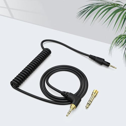 4 Pole Audio DJ Headphone Cable Cord, Replacement Audio Cable Extended Coiled Spring DJ X7 Wire Compatible with Pioneer HDJ X7, HDJ X5, HDJ Cue1, HDJ S7, and HDJ Cx Headphones