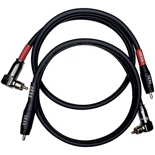 CNCESS CESS-167-3f RCA Right Angle to Straight Type Male to Male Preamp Jumpers Patch Cable, 2 Pack (3 Feet) - size: 3 Feet