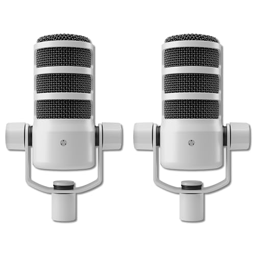 Rode PodMic Cardioid Dynamic Broadcast Microphone (White, Pair)