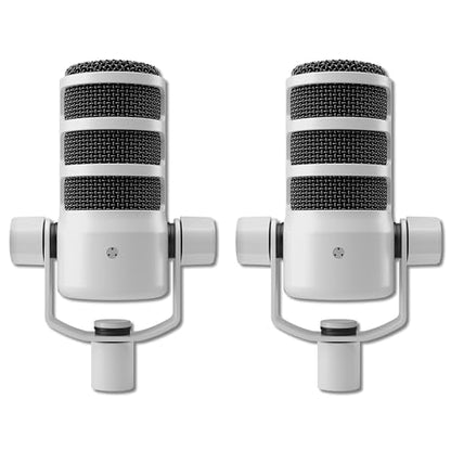 Rode PodMic Cardioid Dynamic Broadcast Microphone (White, Pair)