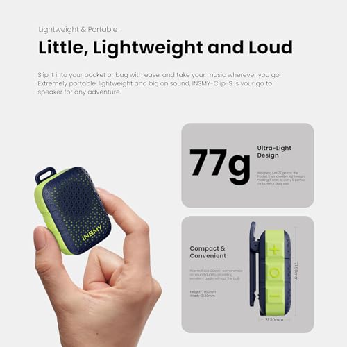 INSMY Wearable Bluetooth Speakers IP67 Waterproof Clip On Small Speaker | Portable Personal Speakers,Clean Sound,Stereo Pair,Wireless,ENC Built-in Mic,Lightweight for Golf Work Pool Gift (Blue) - color: Dark Blue