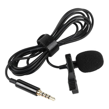 Keenso 360 Degree Clamp/Holder On Lavalier Lapel Mic Windscreen 3.5mm Interface Long Cable for Clear Sound Pickup Wired Microphone Black