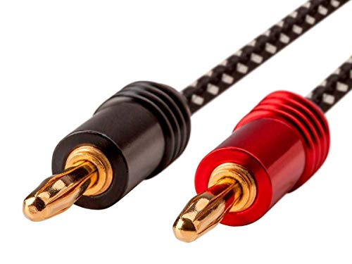 Monoprice 134312 Premium Braided Speaker Wire 14AWG - With Gold Plated Banana Plug Connectors - Affinity Series, 1 Pack, 25 Feet Black - size: 25 Feet, style: 1 Pack