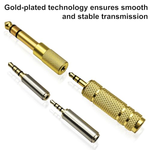 4 Pack Audio Adapter Kit, Headphone Jack Adapter 1/8" Male to 1/4" Female & 1/4" Male to 1/8" Female + 3.5mm to 2.5mm & 2.5mm to 3.5mm Adapter, Stereo Jack Converter for Headphone,Guitar Amplifier,Mic