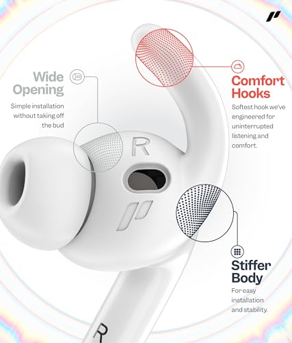 Proof Labs 4 Pairs for AirPods Pro 3 Ear Hooks Covers [Added Storage Pouch] Anti Slip Ear Tips Accessories Compatible with Apple AirPods Pro 3rd Generation (White)
