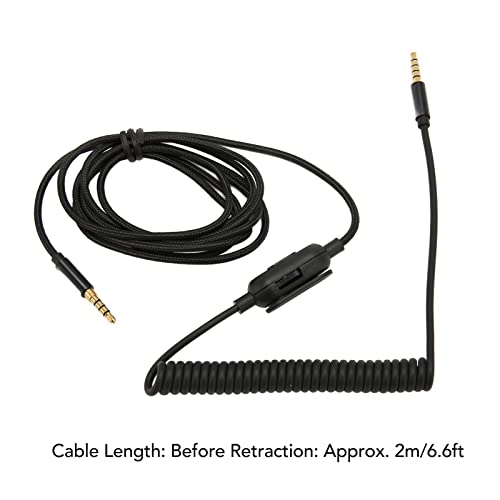 Replacement Headphone Cable Coiled Aux Cord for Astro A30 6.6ft Adjustable Volume Replacement Sound Spring Cable 3.5mm Plugs Upgrade Headphone Audio Cable Gold