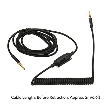 Replacement Headphone Cable Coiled Aux Cord for Astro A30 6.6ft Adjustable Volume Replacement Sound Spring Cable 3.5mm Plugs Upgrade Headphone Audio Cable Gold