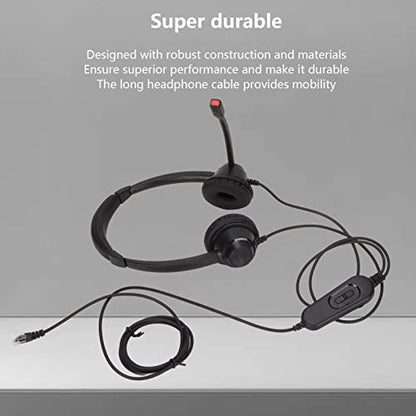 H390D - RJ9 - MVA Dual Ear Wired Telephone Headset, Noise Canceling Office Headset with RJ9 Plug, Lightweight Comfortable Business Calling Headset for Call Center and Home Office U