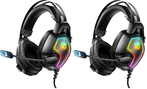 Ozeino Gaming Headset for Xbox One Series X/S Ps5, Ps4, PC Switch, Noise Canceling Headphones with Microphone, 3.5mm Audio Jack, Auto-Adjust Headband (Pack of 2)