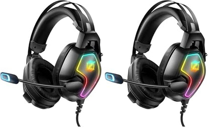 Ozeino Gaming Headset for Xbox One Series X/S Ps5, Ps4, PC Switch, Noise Canceling Headphones with Microphone, 3.5mm Audio Jack, Auto-Adjust Headband (Pack of 2)