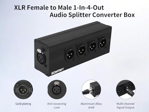 XLR 1 Female to 4 Male Passive Splitter | 4-Channel Galvanic Distribution for Zero-Latency Audio & DMX Adapter 4Way 1Pack