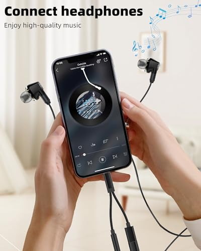 Lightning to 3.5mm Headphone Jack Adapter(2in1)for iPhone 14 13 12 Pro Max Charger Headset Splitter AUX Audio Cable Connector for Apple MFI Certified Earphone Charging Adaptor for iPad Car Accessories
