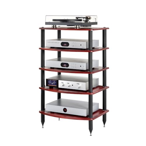 Pangea Audio Vulcan Five Shelf Audio Rack, Media Stand, and Components Cabinet 5 Shelf Rosenut Red - color: 5 Shelf Rosenut Red