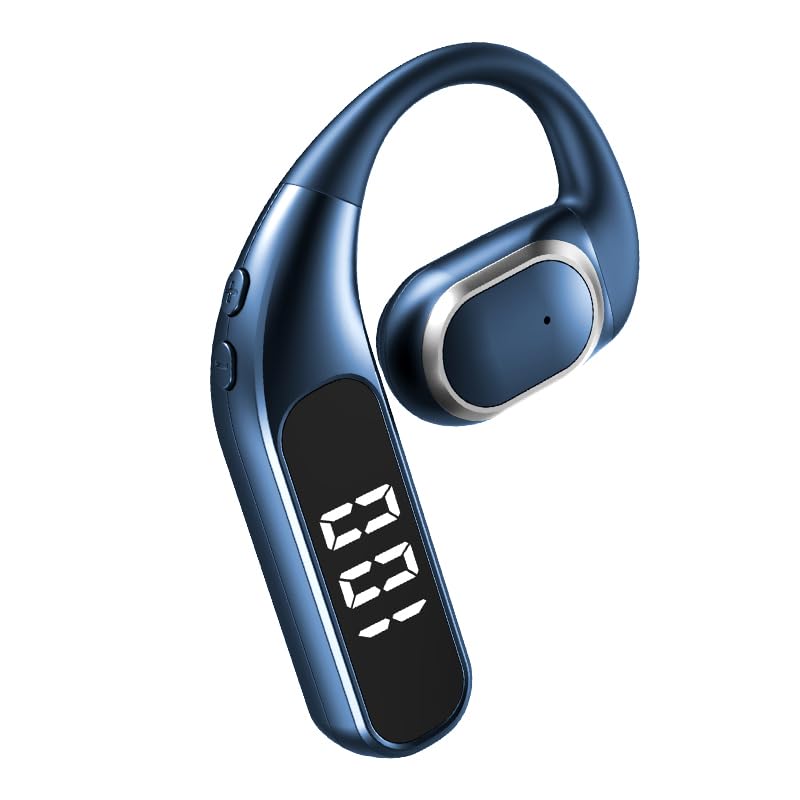 Single Earbud Bluetooth Trucker Headset Wireless Earpiece for Driving | One Ear Earbuds Bluetooth Open Ear Earphone Running Sports Headphones with Ear Hook Trucker Blue Tooth Headset for Business - color: Blue