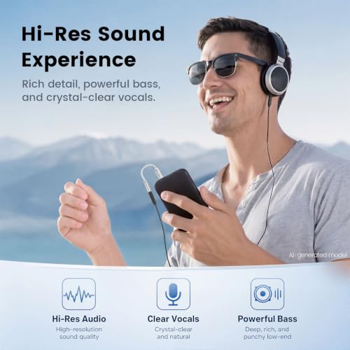 VUM USB-C to 3.5mm Headphone Jack Hi-Res DAC & AMP Dual Chip Audio Adapter | 32-bit/384kHz DAC,5N OCC Silver Plated Cable,24K Gold-Plated Connector,CX31993 & MAX97220 Chipset,TRRS HD Mic Input Supported