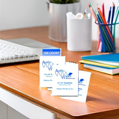 Audio Wipes | 100 Individually Wrapped Cleaning Wipes | Alcohol-Free, Fast-Drying, Safe for Xbox/PlayStation Controllers, Headphones, Earbuds, Monitors & More – Ideal for Gamers!